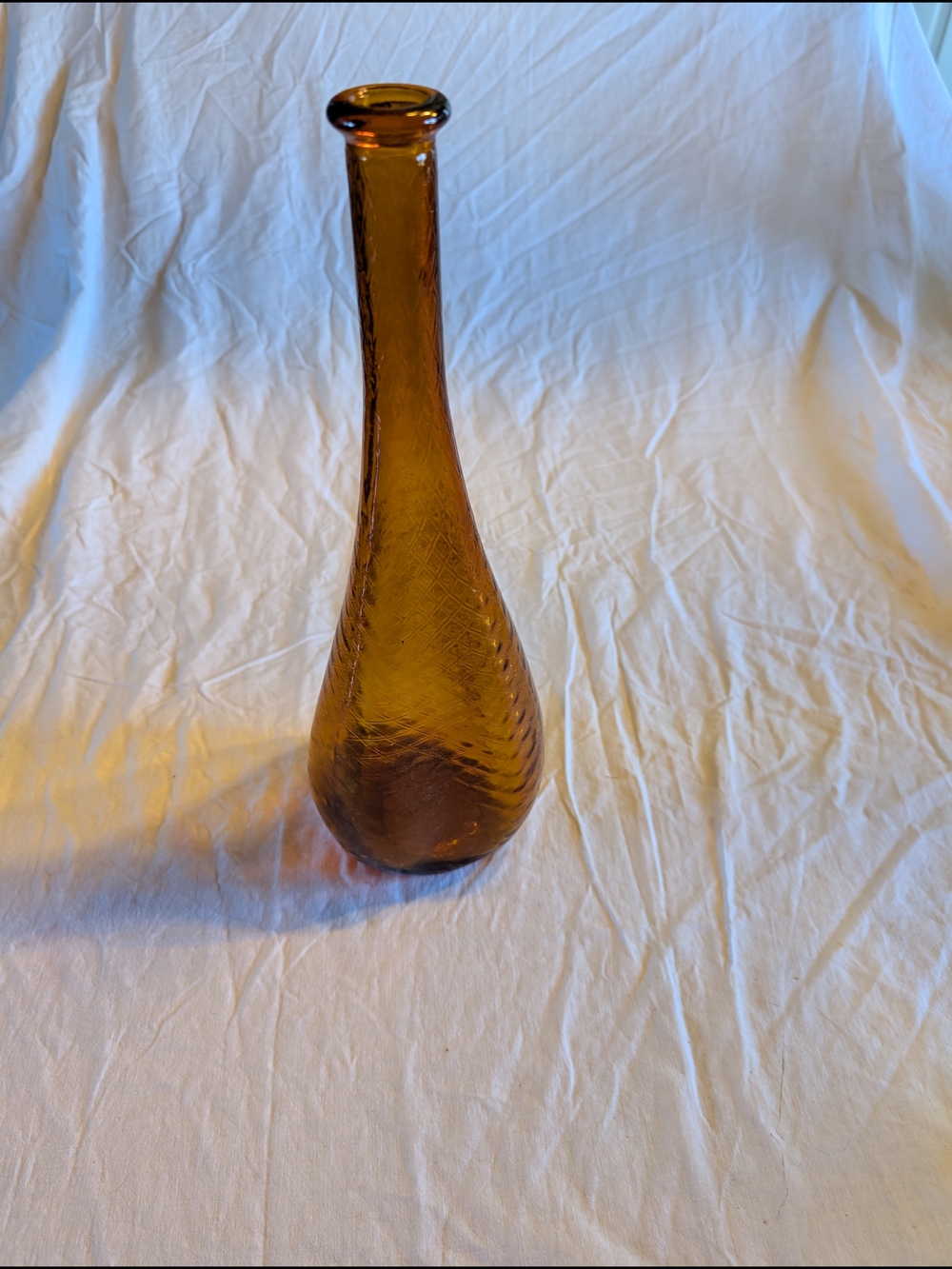 2/100$ Vintage Amber Textured Glass Bud Vase